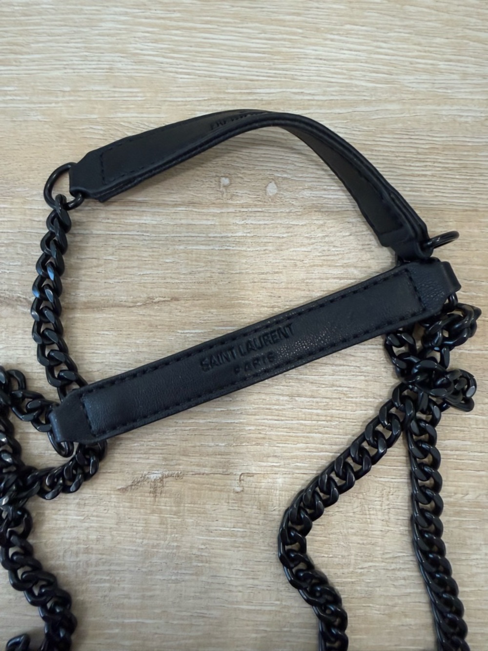 Saint Laurent Black Chevron Quilted Shoulder Bag with Matte YSL - Picture 2 of 6